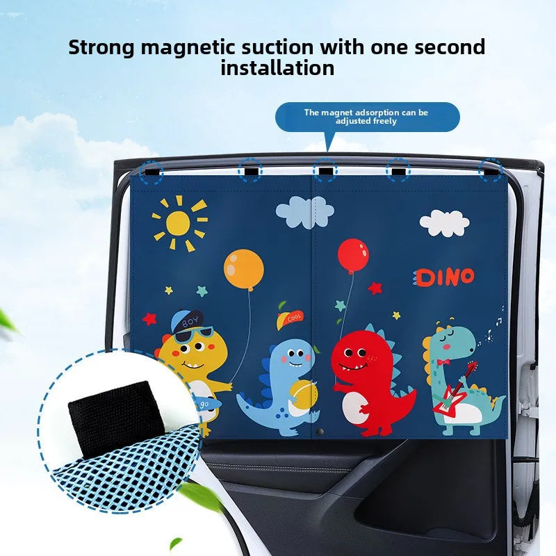 Universal Baby Safety Seat Sunshade Cover Cartoon Magnetic Curtain Car Window Sunshade UV Protection for Kid Newborn Accessories